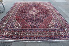 Tapis Oriental Traditionnel Vintage En Laine Usé Fait Main Bleu Rouge 358x265cm