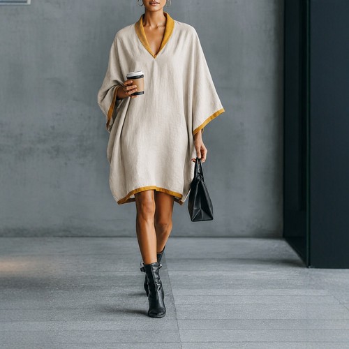 Robe tunique lin - robe, coton