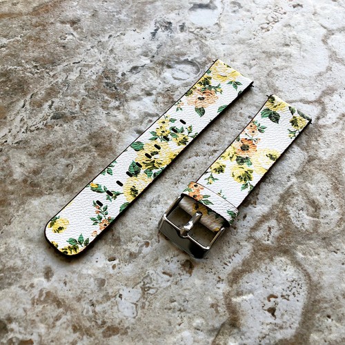 Jaune floral cuir - floral, (fl-1)