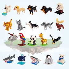 Mini Building Blocks 3D Animal Diamond Model Micro Brick Dog Cat Bird Moose Wolf