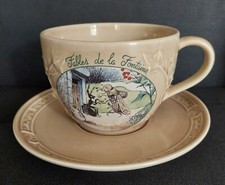 La Fontaine Fables Earthenware Saucer Chocolate Cup