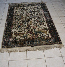 Tapis d'Orient Laine/Soie Karachi Pakistan noué main 195 x 132 cm