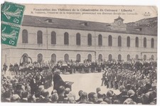 Old postcard 83 funeral victims explosion battleship FREEDOM speech in front of coffins