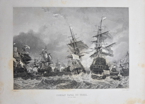 Gravure combat naval - :,