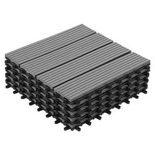 Lot de 5 dalles de terrasse WODHY clipsables bois composite gris 30 x 30 cm