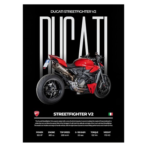 Affiche moto ducati rouge - de,