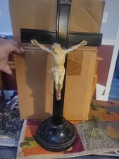 Vintage Metal and Wood Free Standing  Crucifix