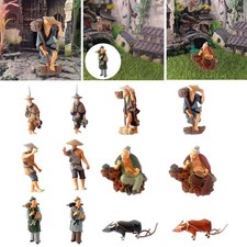 Miniature 1/87 Peint Chinois Anciens Figures Résine Modèle Poupée Bâtiment