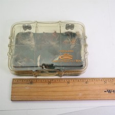 Vtg Cortland Unbreakable Fly Box W/ 38 flys 4" long 