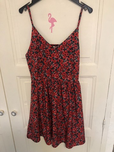 Robe rouge fleurs - fleurs, taille