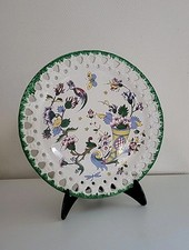LINCOLOR G.BRACHET PORCELAIN OPENWORK WALL PLATE TERRASSON FLOWERS AND BIRD