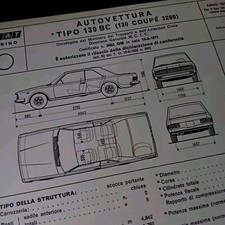 Fiat 130 BC COUPE 3200 COPY ITALIAN HOMOLOGATION CARD 1971 ASI 