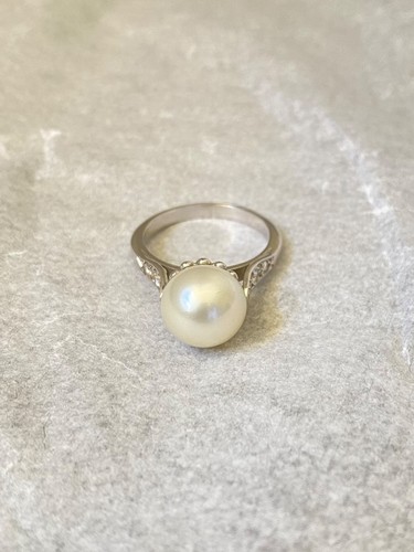 Bague platine diamant perle - , de