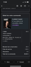 Place de concert Florent Pagny, achetée 60€. 