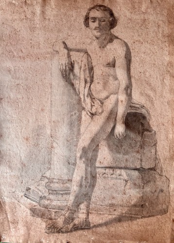 Dessin ancien crayon homme - ancien, au