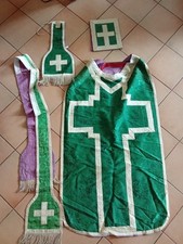 ANTIQUE RELIGIOUS CLOTHING. PRIEST/CURE CHASUBLE/STOLE/BAG 19th century
