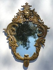 Miroir ancien en bronze de style baroque - rococo