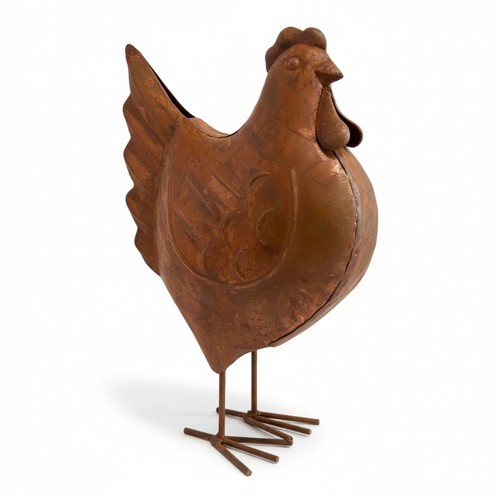 Statuette poule fer - , rouille