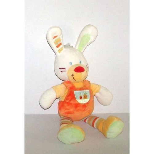 Doudou lapin blanc salopette - doudou,