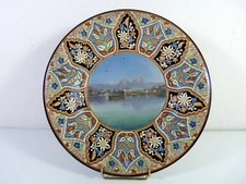 Rare Large Swiss Dish THUN 19th Century Hand Painted Decor D - 34.5cm