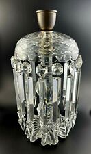 Victorian Anglo English Irish Cut Crystal Glass 15" Candle Luster w/ 13 Prisms