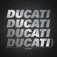 Lot 4 Stickers DUCATI 10 cm ARGENT Brillant réservoir moto carénage tuning kit