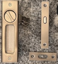 Privacy Invisible Pocket / Barn Door Hardware Handle / Lock w/ Keys - 6.25” Inch
