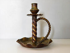 17cm old copper twisted hand candle holder, art deco table, candle, fireplace