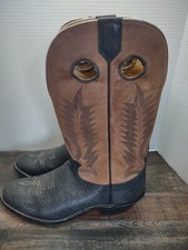 Tony Lama Black Brahma Foot Brown Oak Cowboy Boots Made In The USA B3491 Sz 11D 