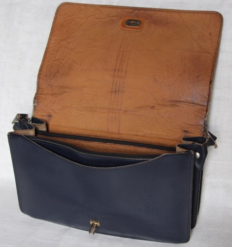 Sac main cuir bleu marine - sac,