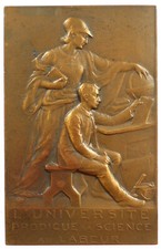 France education OEUVRES POST-SCOLAIRES bronze 48mmx 76mm by Merot 