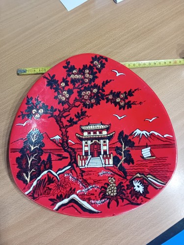 Ancien plat longwy rouge - , plus