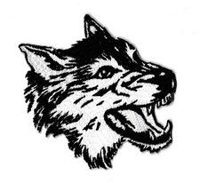 Ecusson patche Loup noir blanc thermo adhésif transfert patch DIY 