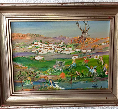 Tableau art naif scene - art,