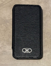 Salvatore Ferragamo Leather iPhone Smart Phone Case  w/Credit Card Pockets Black
