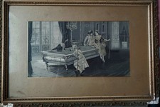 Tapisserie Jacquard soie 1890 “La Leçon de Billard” / Silk Weaving A. Perez