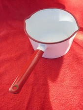 Ancienne casserole tôle émaillée double bec verseur