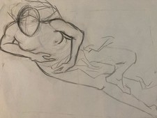 Beau Dessin Art 1960 Fusain