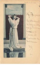 SHOW AG#MK674 WOMAN LONG WHITE DRESS HANDS ON HEAD LOOK