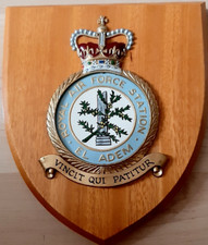 Old RAF Royal Air Force EL ADEM Squadron Station Crest Shield Plaque z