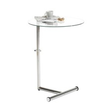 Table d'appoint ronde bout de canapé hauteur ajustable verre trempé transparent