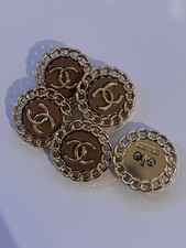 5 Boutons Chanel Coeur Dore