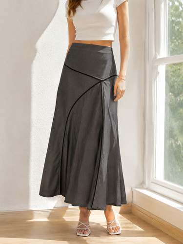 Jupe longue gris - , anthracite