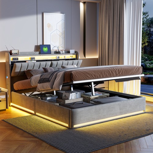 Lit 140x200 avec rangement - lit,