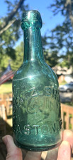 NICE TEAL COLORED APPLIED BLOB SODA SELTZ BROS. EASTON, PA 1870'S ERA CLEAN L@@K