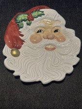 Two Fitz and Floyd Holiday Santa Serving Plates, Canape and Toyland EUC in Boxes
