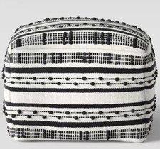 Textured pouf ottoman Made with a cotton and wool blend/ Gently used/ 12x18x18