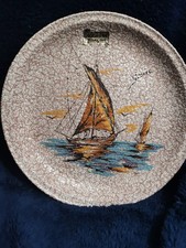 Assiette céramique Vintage Vallauris Signé TESS 24,8 Cm