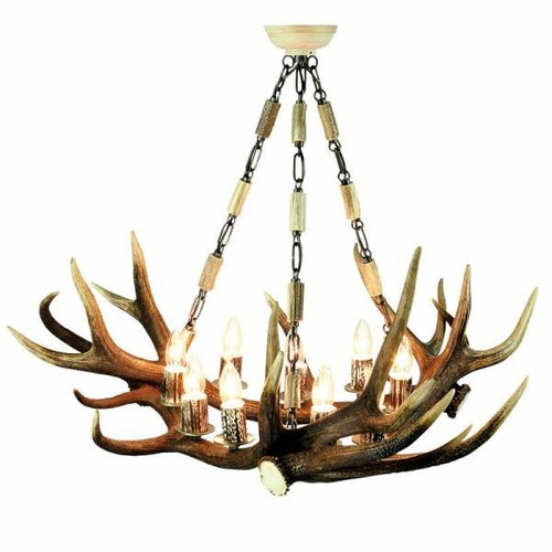 Lustre avec vrai bois cerf - lustre,