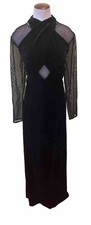 90s Niki Livas evening Dress XL 16 Stretch Black Formal Prom Event  Z54